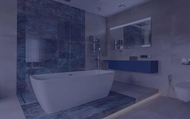 Standing Bathtub in the Middle of a Room by a Shower Area.